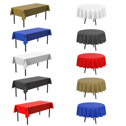 Round Black Tablecloths Plastic Disposable (12 Pack) Bulk Table Cloth (84” Inches) 4, 5, or 6 Foot Round Tables (Manteles para Fiestas) Christmas Parties Halloween Party Tablecloth [12 Pack]