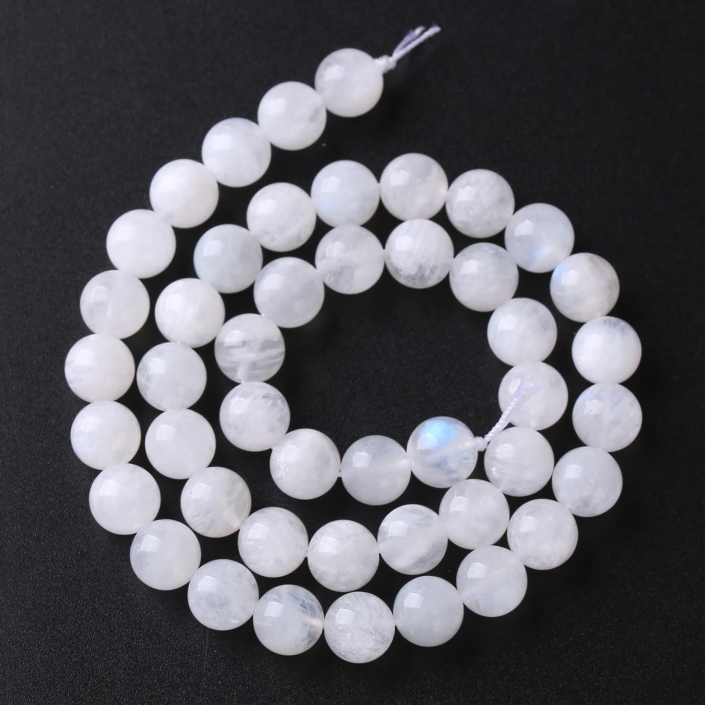 75PCS 10MM Natural Stone White Moonstone Gemstone Semi Precious Beads for Jewelry Making DIY Bracelet