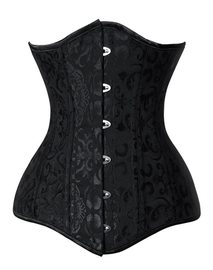 Charmian Women's 26 Steel Boned Brocade Underbust Waist Training Cincher Corset Black Large