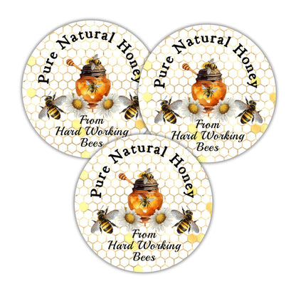 40 Honey jar Labels, Stickers, Tags, Bees raw Natural