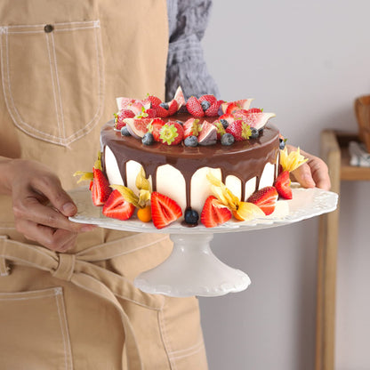 Vkinman 10 Inch Porcelain Round Cake Stand, Dessert Stand, Cake Stand for Party, Home Decorating Stand