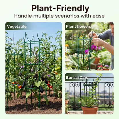 Plant Support Stakes, 9 Pack Plant Stakes for Indoor Plants, Stackable 3 Tier Durable Trellis Garden Poles for Outdoor Gardening, Plant Support Structures for Monstera Climbing Plants (Green-9Pack)