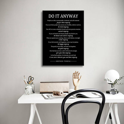 Daily Inspirational Canvas Wall Art Motivational Posters Picture Do It Anyway Print Artwork Positive Inspiring Success Quotes Painting for Office Decor Living Room Stretched and Framed [18''Wx24''H]