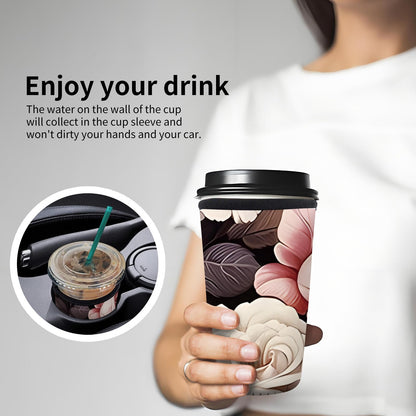 DAORJWL 3 Pack Reusable Insulated Neoprene Sleeve for Iced & Hot Drinks, Cute Durable Iced Coffee Cup Sleeve, Beverage Holder for Iced Coffee Boho Floral