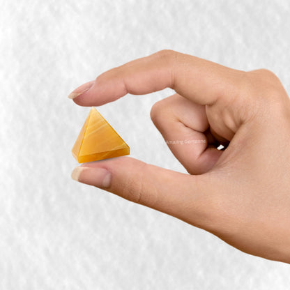 Yellow Calcite Pyramid Crystal Healing Stones - 1" Great Pyramid Figurine of Natural Stone Pyramid for Meditation, Reiki, Chakra Balancing and Crystal Pyramids Grid