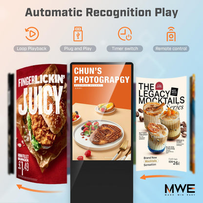 QIXZOCV MWE 43 Inch Indoor Digital Signage Touchscreen Kiosk Floor Standing Advertising Display LCD Totem Interactive Display Poster Android System with Auto Media Player