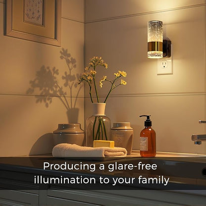 L LOHAS LED Night Lights Plug into Wall, Acrylic Night Light,Dimmable Nightlight with 0-100 LM Adjustable Brightness, 3000K Plug in Night Light with Dusk to Dawn Sensor, for Bathroom Hallway
