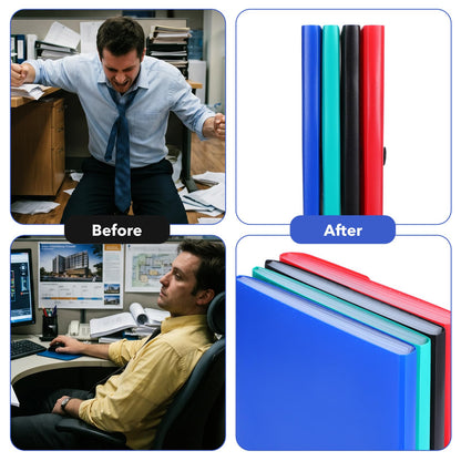 4-Pack A4 Accordion File Organizer with Rope Closure, 7 Pockets Accordion File OrganizerSmall Document Organizer in Black Blue Green Red, Includes 4 Label Sheets