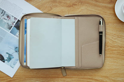 Moterm Zippered Leather Cover for Stalogy B6 Planners (Pebbled-Taupe)