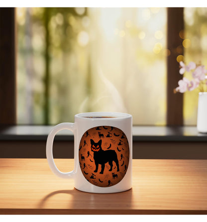 French Bulldog Halloween Ceramic Mug, White