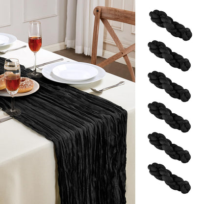 AGIRL 6 Pack Black Cheesecloth Table Runner 10FT Long Summer Boho Gauze Table Runner Rustic Sheer Runner for Halloween Wedding Baby Shower Birthday Party Table Decor Home Easter Decorations