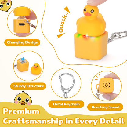 Netholid Quacking Duck Croaking Frog Meowing Cat Keyboard Fidget Toys for Adults Clicker Keychain with Sound LED Light and Charging Port for Autism Stress Relief Anxiety (Duck, 1)