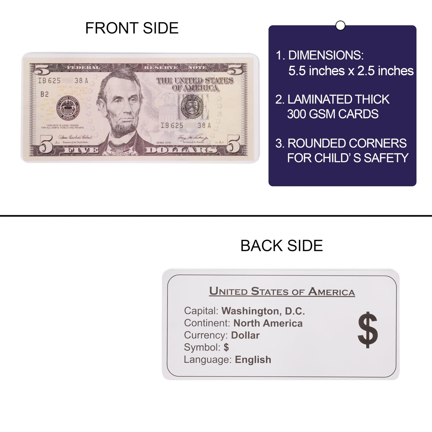 World Country Flags Flash Cards for Kids, Currency Flash Cards, 195 + 195 = 390 Educational Country Geography Games Cards