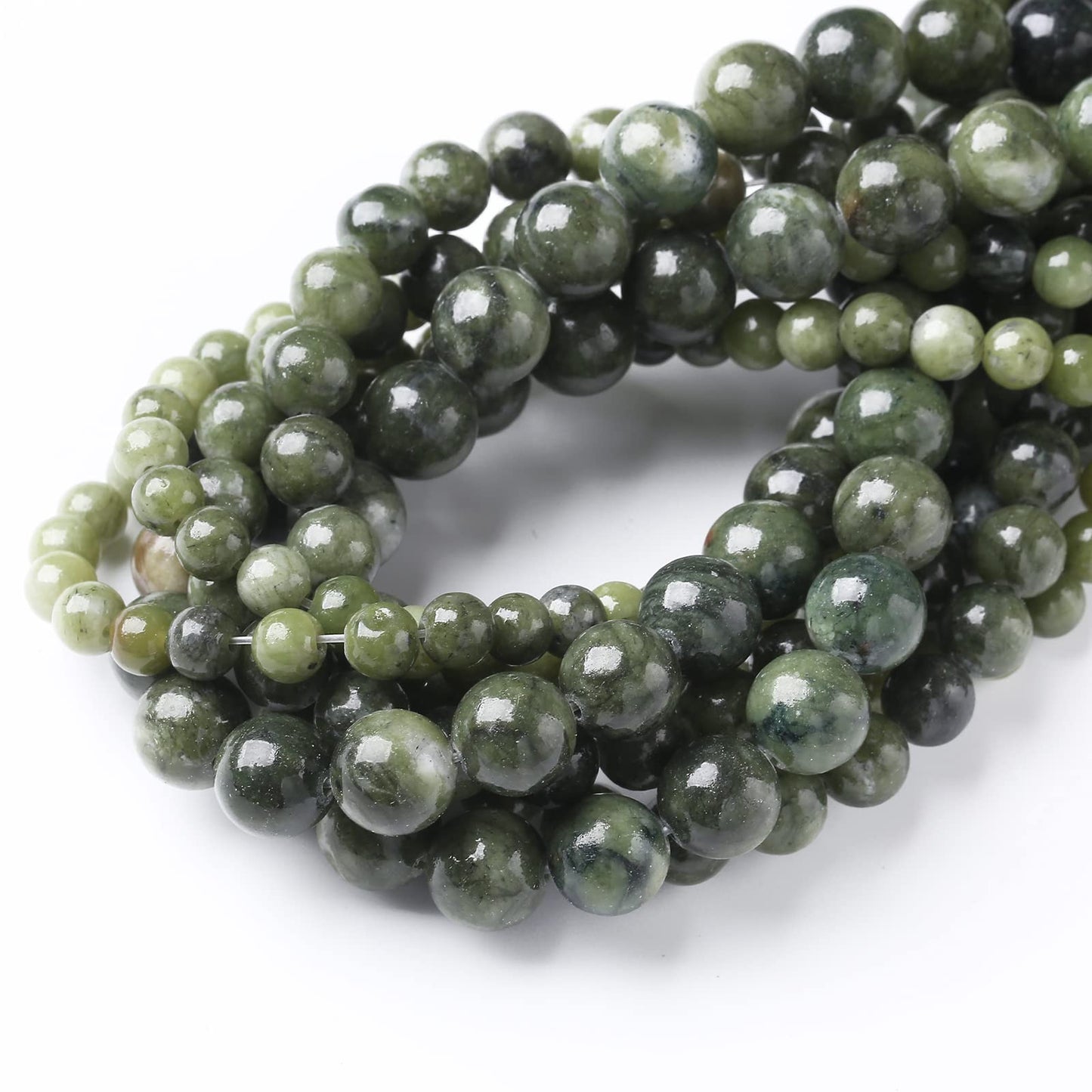 36PCS 10MM Natural Southern Jade Beads Round Loose Stone Beads for Jewelry Making DIY Energy Stone Healing Power Bracelet 15"