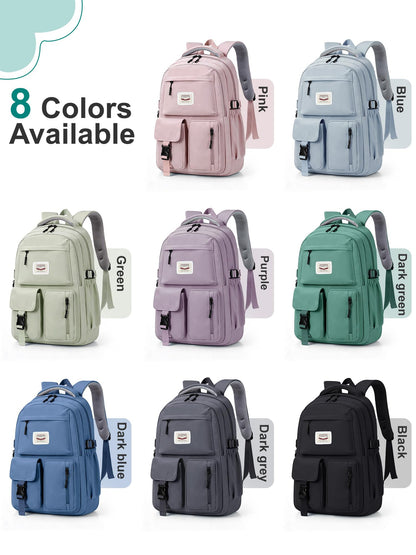 FIORETTO School Backpack for Teen Girls & Women with Compartment, Lightweight School Bag Bookbag with Multiple Pockets, Ideal for Middle High School, College, Travel, Dark Green 25L