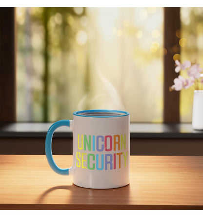 Halloween Unicorn Security Funny Costume Dad Men Boys Kids Ceramic Mug, Blue/White