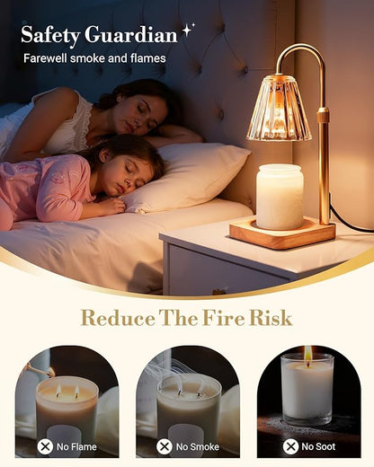 Marycele Candle Warmer Lamp with Timer for Yankee Candles, Adjustable Height Wax Melt Warmer, Birthday Gifts for Mom Women Sister, Vintage Amber Glass Lamp, Thanksgiving Decorations for Home Decor