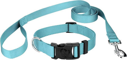 Country Brook Petz - Everyday Nylon Dog Collar and Leash - 10+ Cool Colors (3/4 Inch, Medium, Ocean Blue)