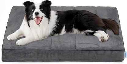 Dog Bed for X Large Dog - Orthopedic Pet Beds with Memory Foam, Waterproof Removable Washable Cover with Non-Slip Bottom, Grey, 41" L x 27" W x 3" H