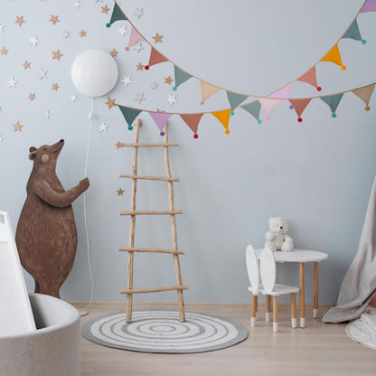 Fabric Bunting Banner, 2 Pack Handmade Neutral String Banner with Felt Ball Each 8.5 ft 10 Flags Nursery Wall Hanging Wedding Birthday Home Baby Shower Party Decoration Bunting (Orange 2 Pack)