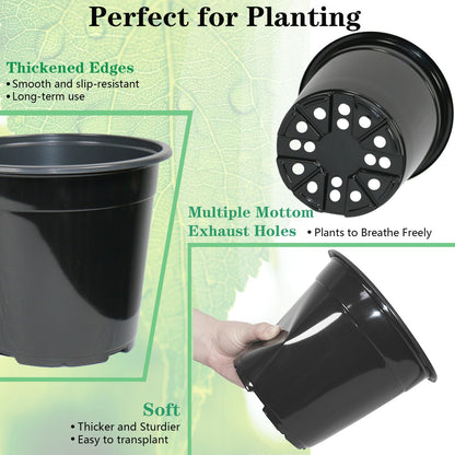 Niiiice 32-Pack 1.5 Gallon Nursery Pots, Thickened Soft Seed Starting Container for Indoor Outdoor Plants,Seedlings, Vegetables, Succulents and Cuttings (Black)