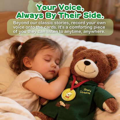 OPHAYA 20'' Techer Bear Talking Teddy Bear Stuffed Animal Plush Interactive Toy, Card-Activated 4 - Language Early Montessori Word Learning, Singing Storytelling Bear Toy for Kids