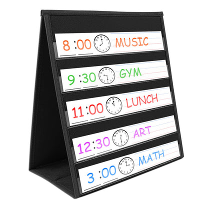 EAMAY Desktop Pocket Chart, Tabletop Teaching Classroom Pocket Charts Double-Side and self-Standing Pocket Chart for Kindergarten, Home Use or Classroom (Black)