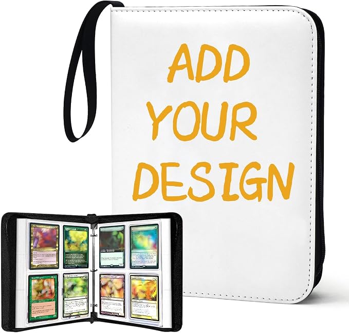 Custom Card Binder 400 Pocket, DIY Anime Sports Cover Design, Portable Waterproof Storage Album with Removable Sleeves for Baseball Football Soccer One Piece Cards Collectors