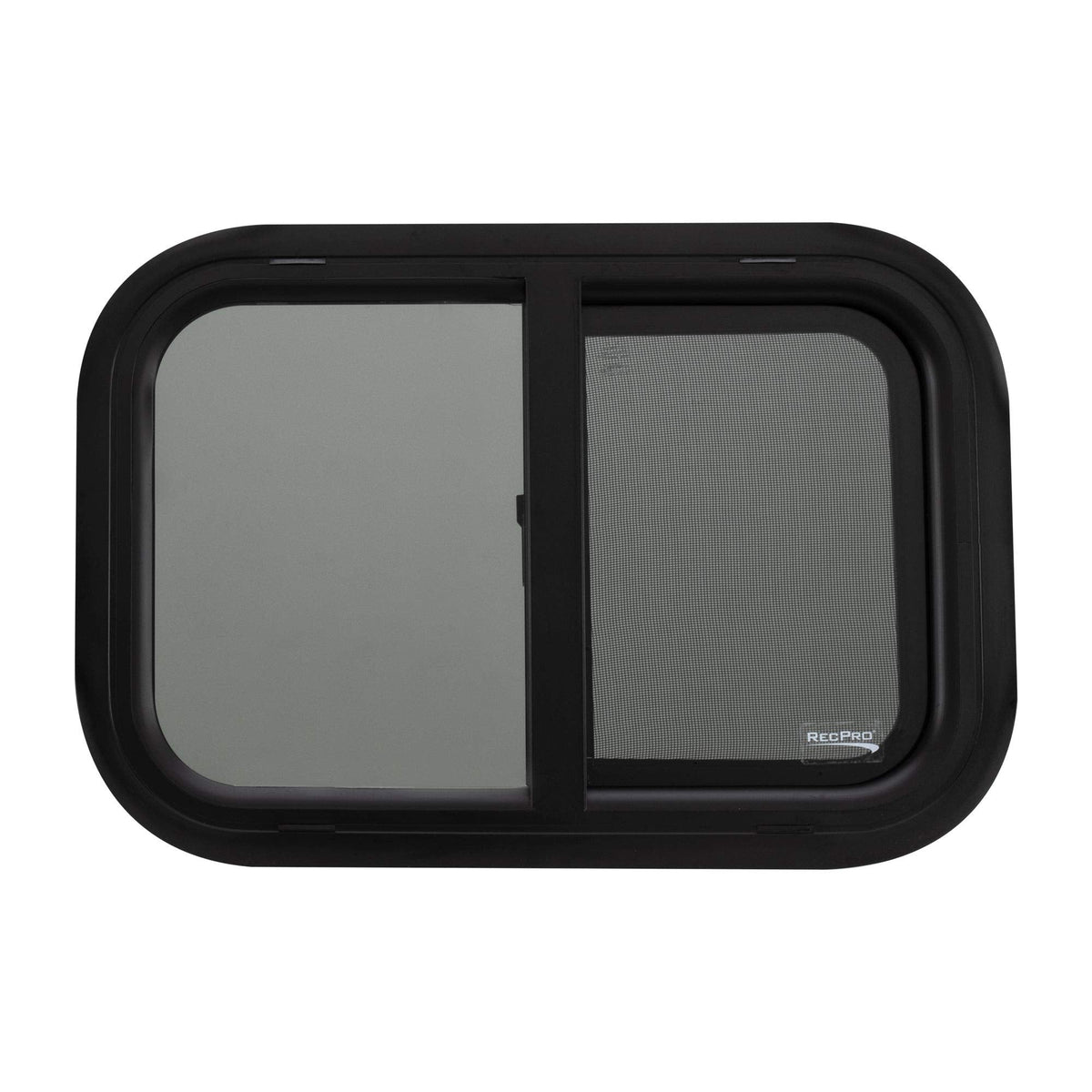 RecPro RV Window Replacement - Teardrop Style, Horizontal Sliding, 21inW x 14inH, Black, Model RP-WIN, Made in USA