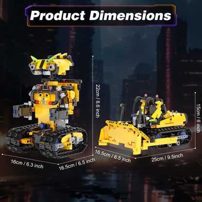 Sciencow 2-in-1 Build a Robot Kit, Remote & APP Controlled Robotic Building Blocks Toys STEM Projects for Kids Ages 8 9 10 11 12 13 14,Chirstmas Birthday Gift for Boys (RC Bulldozer)