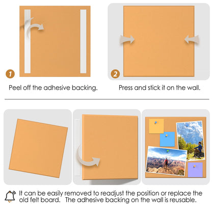 MaxGear Large Cork Board for Wall 36" x 24", Mustard Yellow Bulletin Board, 6 Pack Felt Wall Tiles with Pushpins, Cork Boards for Office Pin Board Tack Board Cork Boards