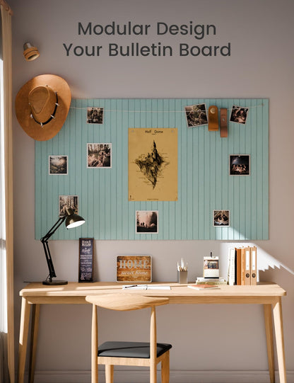 Large Felt Bulletin Board 48" x 36" Cork Board Alternative-12 Pack with 70 Safe Removable Adhesive Tabs, Cork Boards for Walls Felt Board for Home Office Classroom Pin Board-Teal Blue