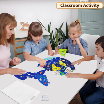 Ai fsem 15 Pcs Continents Puzzle for Kids Felt Story Board Pieces Flannel Board for The Classroom Learning Globe World Map Puzzle for Toddlers