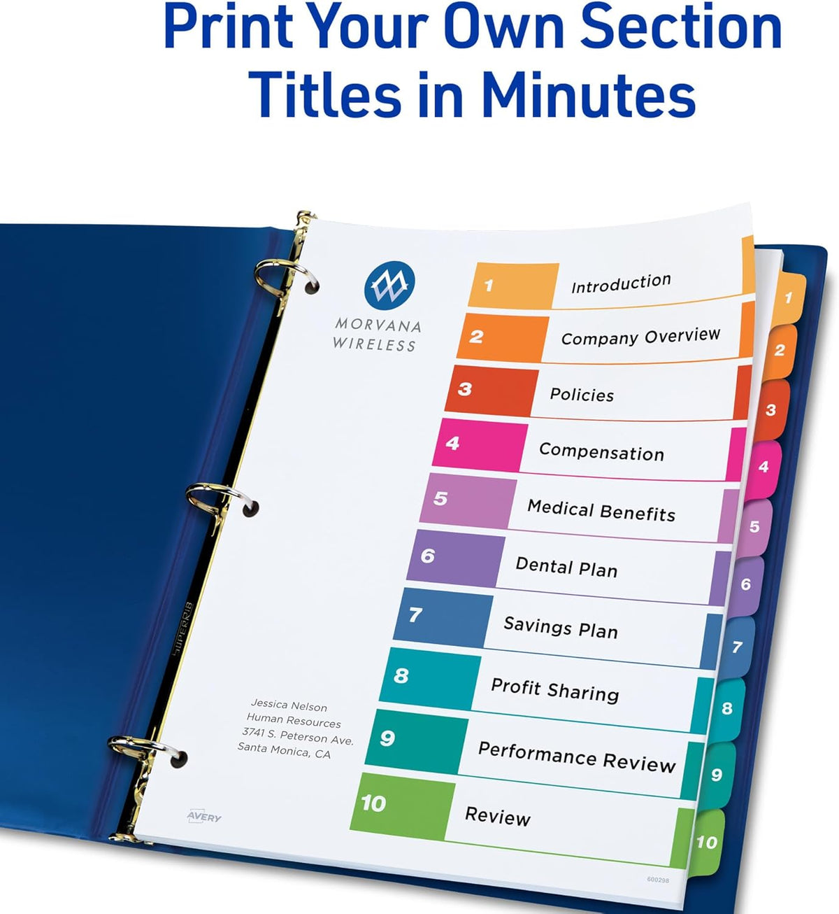 Avery Dividers for 3 Ring Binders, 10 Tabs per Set, Customizable Table of Contents, Multicolor Tabs, Great for Organizing Reports, Projects, and More (3 Sets of 11072)