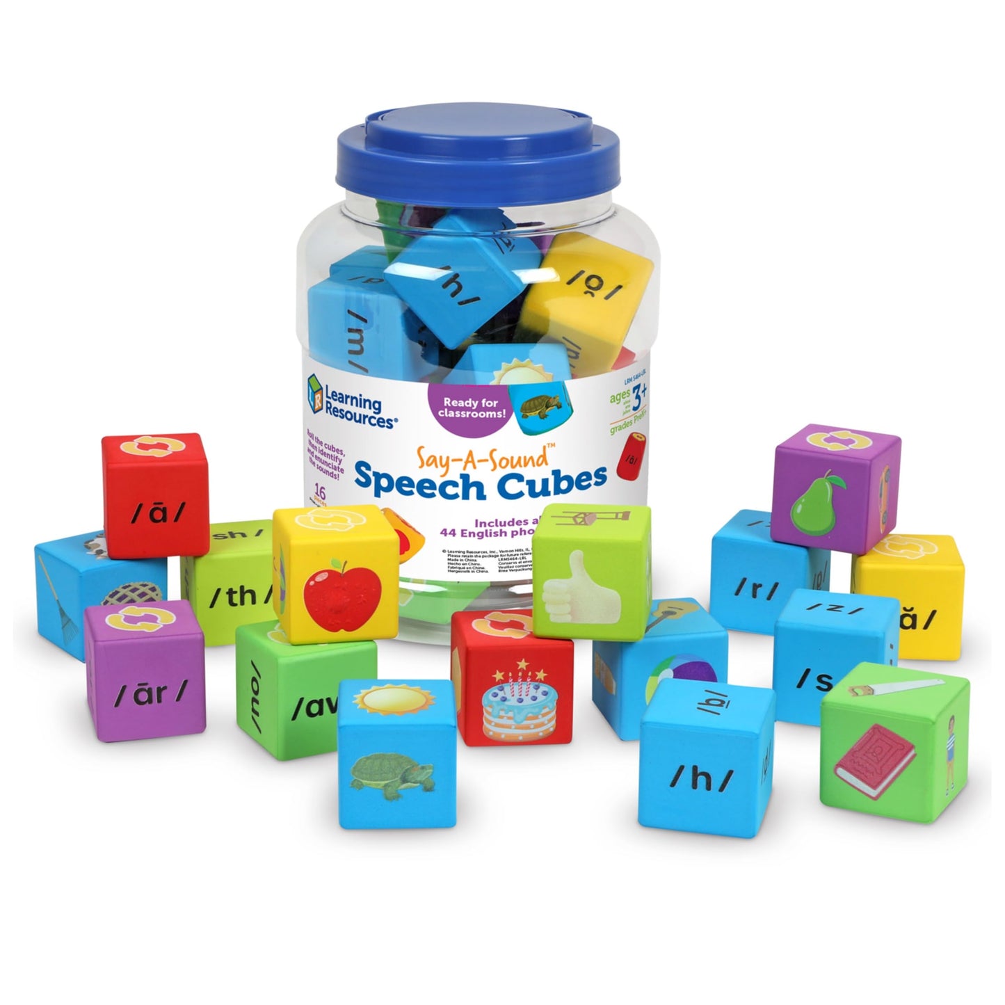 Learning Resources Say-a-Sound(TM) Speech Cubes, Preschool Learning Activities, ABC Flash Cards, Speech Therapy Toys, Gifts For Kids, Ages 3+, 16 Pieces