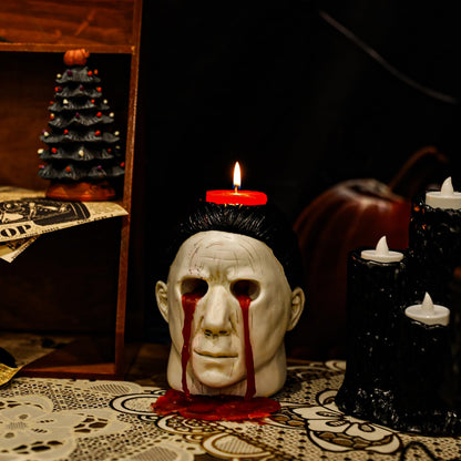Generic Halloween Candle Holder Halloween Statue with Bleeding Eyes Decor Horror Candlestick Decoration, White, BE-012A