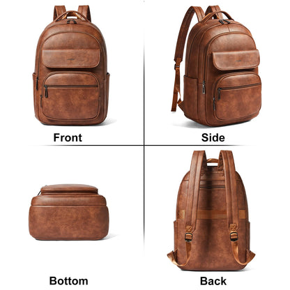 Leresas 37L Vegan Leather Backpack Purse for Women Mens Travel Backpack Work Laptop Teacher BackPack College Daypack Business Backpack Office Bag Brown
