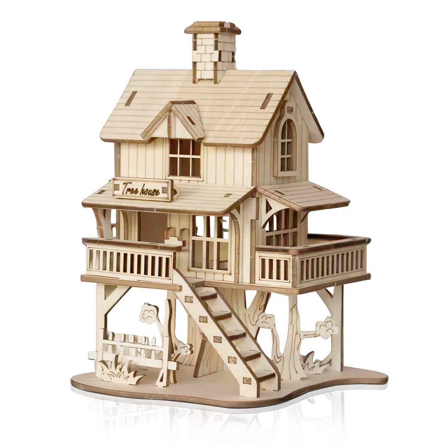 Foyucool 3D Wooden Puzzle for Adults, DIY Creative Treehouse Design Model Kit, Creative Assembly Model Building Kits to Build for Adults, DIY Assembly Puzzle for Christmas Day