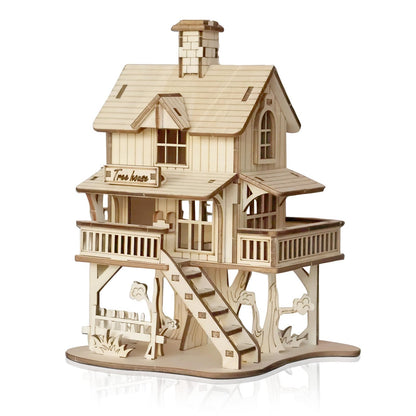 Foyucool 3D Wooden Puzzle for Adults, DIY Creative Treehouse Design Model Kit, Creative Assembly Model Building Kits to Build for Adults, DIY Assembly Puzzle for Christmas Day