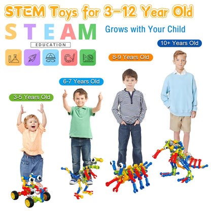 Caferria Building Blocks STEM Toys for 3 4 5 6 7 8+ Year Old Boy Girl Birthday Gift, 142 Pcs Building Toys for Preschool Classroom Educational Toy Building Sets Creative Activities for Kids