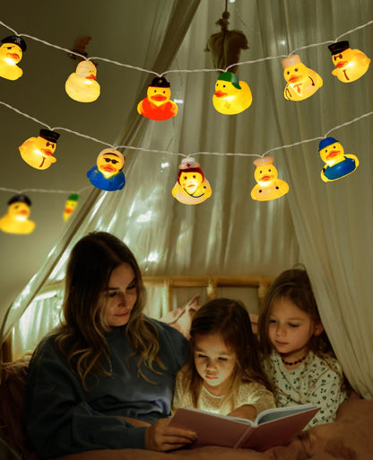 AceList 20 LED Duck String Lights - Battery Operated, 9.8ft Long, Yellow Duckling Decor for Kids Bedrooms and Play Areas
