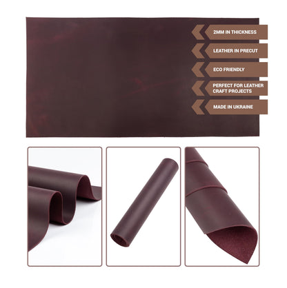 Shkira 12''X24'' Genuine Red Leather Sheets for Crafts - Square - 2.0MM Thick Genuine - Thick Cowhide Pieces Square - Leather Sheet for Arts and Crafts