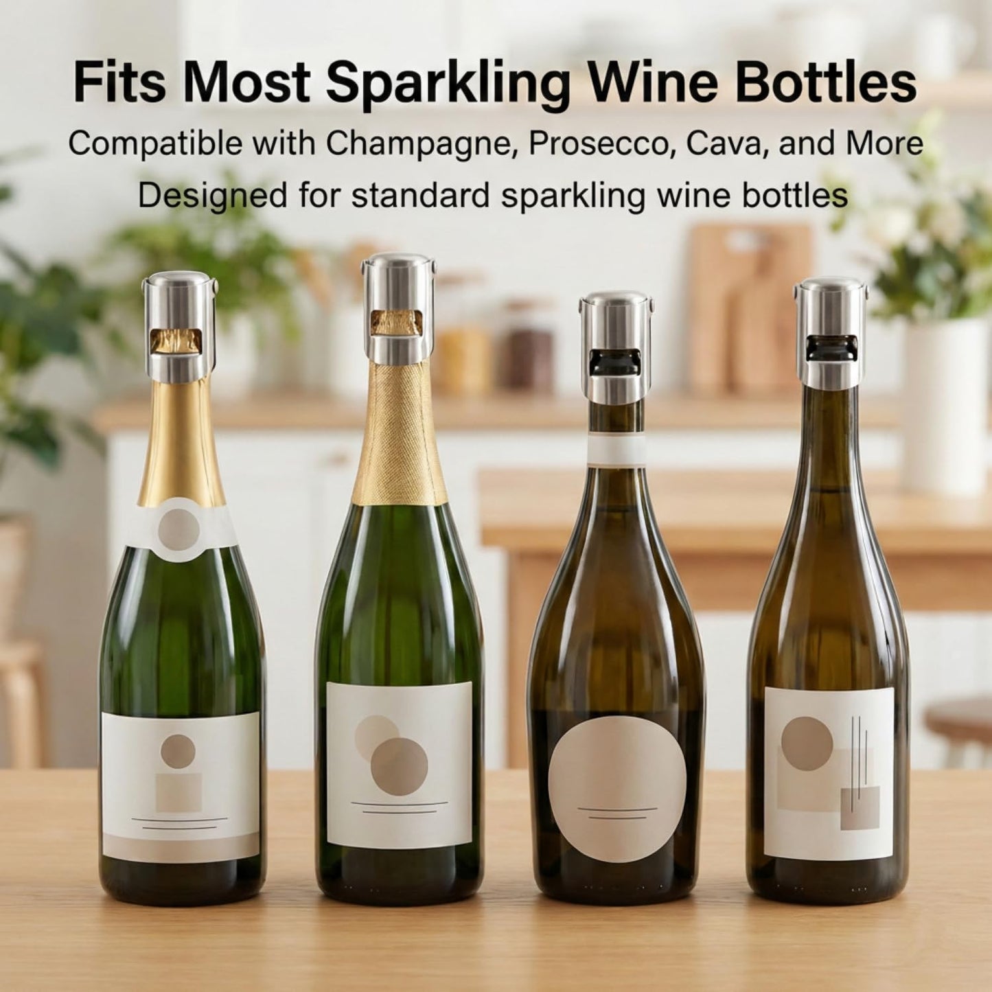 I-MART Pack of 6 Stainless Steel Champagne Stoppers, Prosecco, Sparkling Wine Bottle Stopper, Cork