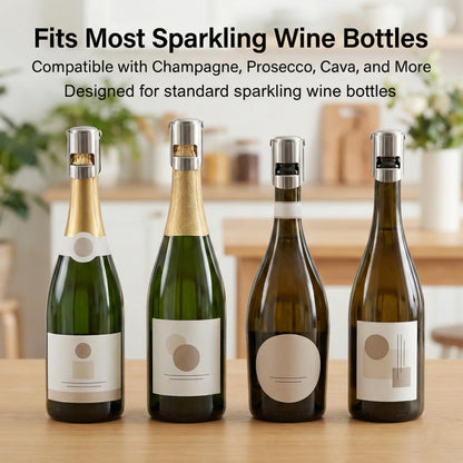 I-MART Pack of 6 Stainless Steel Champagne Stoppers, Prosecco, Sparkling Wine Bottle Stopper, Cork