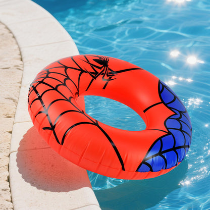 2 Pcs Spider Party Pool Floats, 24 Inch Web Pattern Swim Rings for Kids Ages 5-9 Pool Tube, Inflatable Pool Toys for Hawaiian, Beach, Water Park Fun