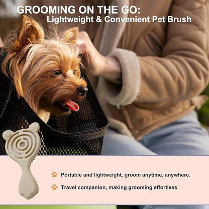 Cat-Ear Design Puppy Brush, Gentle Soft-Bristle Small Dogs Plastic Detangling Grooming Tool, Fit for Yorkie Shih Tzu Maltese Maltipoo (Apricot)