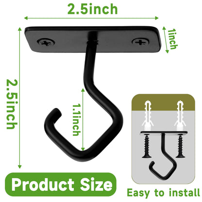 Lifyzoon Ceiling Hooks for Hanging Plants: 4 Pack 2.5 Inch Iron Plant Bracket for Wall Mount, Black Metal Plant Hangers Wall Hooks for Light, Lanterns, Wind Chimes, Outdoor Indoor