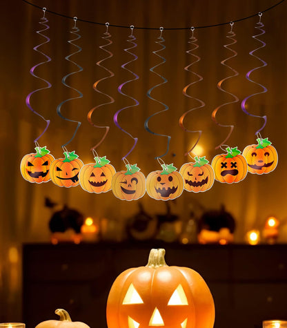NGOKPYD 8PCS Halloween Party Decorations Halloween Ghost Pumpkin Banner Spiral Streamers, for Ceiling Doorway Wall Window Spooky Home Party Decor