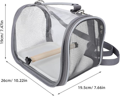 Luxshiny Portable Bird Travel Carrier Bag with Perch, Lightweight Small Grey Cage for Parakeet and Lizard Outdoor Transport, Portable Pet Birdcage for Travel and Adventures