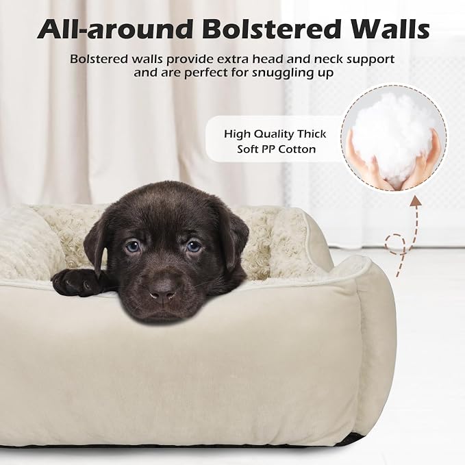 INVENHO Medium Dog Bed Rectangle Washable Orthopedic Soft Calming Sleeping Durable Pet Cuddler with Anti-Slip Bottom